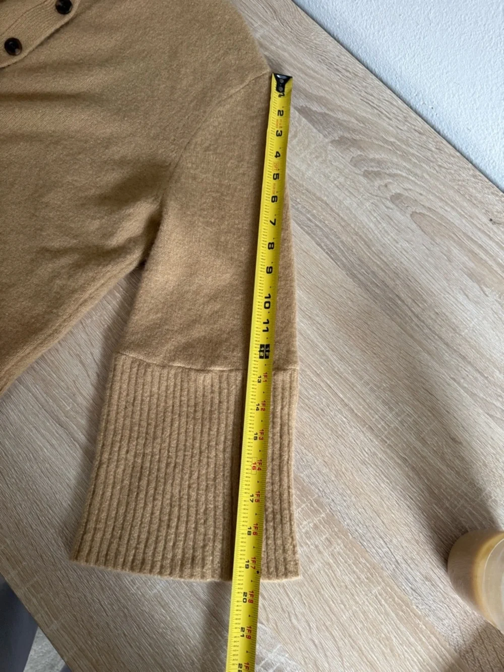 Jenni Kayne cashmere Stevie polo sweater Sz S in camel EUC ( altered sleeves) - Picture 9 of 10